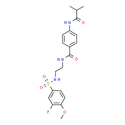 ChemSpider 2D Image | N-(2-{[(3-Fluoro-4-methoxyphenyl)sulfonyl]amino}ethyl)-4-(isobutyrylamino)benzamide | C20H24FN3O5S
