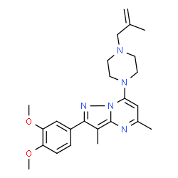 ChemSpider 2D Image | 2-(3,4-Dimethoxyphenyl)-3,5-dimethyl-7-[4-(2-methyl-2-propen-1-yl)-1-piperazinyl]pyrazolo[1,5-a]pyrimidine | C24H31N5O2