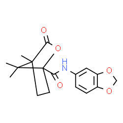 ChemSpider 2D Image | N-(1,3-Benzodioxol-5-yl)-4,7,7-trimethyl-3-oxo-2-oxabicyclo[2.2.1]heptane-1-carboxamide | C17H19NO5