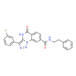 ChemSpider 2D Image | 3-(3-Fluorophenyl)-5-oxo-N-(2-phenylethyl)-4,5-dihydro[1,2,3]triazolo[1,5-a]quinazoline-8-carboxamide | C24H18FN5O2