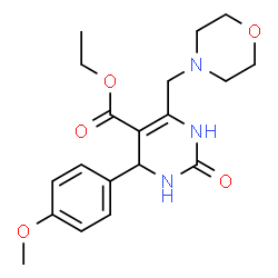 ChemSpider 2D Image | Ethyl 4-(4-methoxyphenyl)-6-(4-morpholinylmethyl)-2-oxo-1,2,3,4-tetrahydro-5-pyrimidinecarboxylate | C19H25N3O5