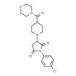 ChemSpider 2D Image | 1-(4-Chlorophenyl)-3-[4-(4-morpholinylcarbonyl)-1-piperidinyl]-2,5-pyrrolidinedione | C20H24ClN3O4