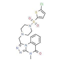 ChemSpider 2D Image | 1-({4-[(5-Chloro-2-thienyl)sulfonyl]-1-piperazinyl}methyl)-4-methyl[1,2,4]triazolo[4,3-a]quinazolin-5(4H)-one | C19H19ClN6O3S2