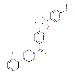 ChemSpider 2D Image | N-(4-{[4-(2-Fluorophenyl)-1-piperazinyl]carbonyl}phenyl)-4-methoxy-N-methylbenzenesulfonamide | C25H26FN3O4S