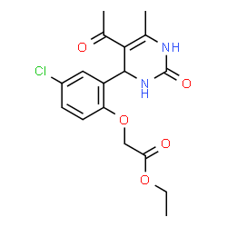 ChemSpider 2D Image | Ethyl [2-(5-acetyl-6-methyl-2-oxo-1,2,3,4-tetrahydro-4-pyrimidinyl)-4-chlorophenoxy]acetate | C17H19ClN2O5