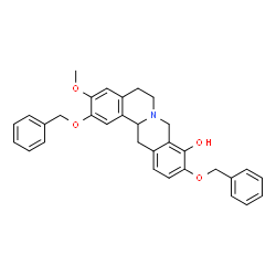 ChemSpider 2D Image | 2,10-Bis(benzyloxy)-3-methoxy-5,8,13,13a-tetrahydro-6H-isoquinolino[3,2-a]isoquinolin-9-ol | C32H31NO4