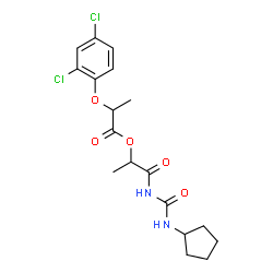 ChemSpider 2D Image | 1-[(Cyclopentylcarbamoyl)amino]-1-oxo-2-propanyl 2-(2,4-dichlorophenoxy)propanoate | C18H22Cl2N2O5