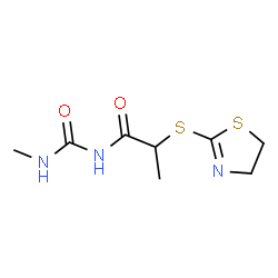 ChemSpider 2D Image | 2-(4,5-Dihydro-1,3-thiazol-2-ylsulfanyl)-N-(methylcarbamoyl)propanamide | C8H13N3O2S2