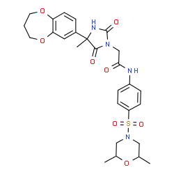 ChemSpider 2D Image | 2-[4-(3,4-Dihydro-2H-1,5-benzodioxepin-7-yl)-4-methyl-2,5-dioxo-1-imidazolidinyl]-N-{4-[(2,6-dimethyl-4-morpholinyl)sulfonyl]phenyl}acetamide | C27H32N4O8S