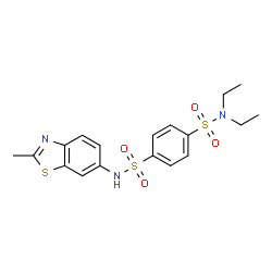 ChemSpider 2D Image | N,N-Diethyl-N'-(2-methyl-1,3-benzothiazol-6-yl)-1,4-benzenedisulfonamide | C18H21N3O4S3