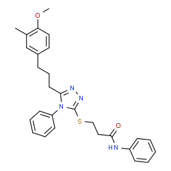 ChemSpider 2D Image | 3-({5-[3-(4-Methoxy-3-methylphenyl)propyl]-4-phenyl-4H-1,2,4-triazol-3-yl}sulfanyl)-N-phenylpropanamide | C28H30N4O2S