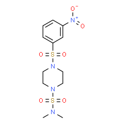 ChemSpider 2D Image | N,N-Dimethyl-4-[(3-nitrophenyl)sulfonyl]-1-piperazinesulfonamide | C12H18N4O6S2