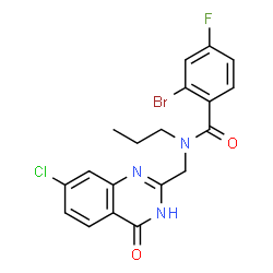ChemSpider 2D Image | 2-Bromo-N-[(7-chloro-4-oxo-1,4-dihydro-2-quinazolinyl)methyl]-4-fluoro-N-propylbenzamide | C19H16BrClFN3O2