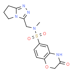 ChemSpider 2D Image | N-(6,7-Dihydro-5H-pyrrolo[2,1-c][1,2,4]triazol-3-ylmethyl)-N-methyl-3-oxo-3,4-dihydro-2H-1,4-benzoxazine-6-sulfonamide | C15H17N5O4S