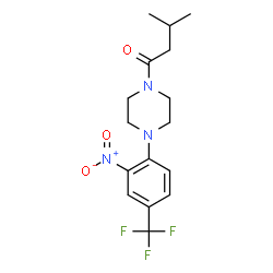 ChemSpider 2D Image | 3-Methyl-1-{4-[2-nitro-4-(trifluoromethyl)phenyl]-1-piperazinyl}-1-butanone | C16H20F3N3O3