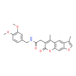 ChemSpider 2D Image | N-(3,4-Dimethoxybenzyl)-2-(3,5-dimethyl-7-oxo-7H-furo[3,2-g]chromen-6-yl)acetamide | C24H23NO6
