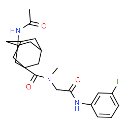 ChemSpider 2D Image | 3-Acetamido-N-{2-[(3-fluorophenyl)amino]-2-oxoethyl}-N-methyl-1-adamantanecarboxamide | C22H28FN3O3