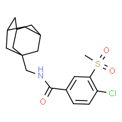 ChemSpider 2D Image | N-(Adamantan-1-ylmethyl)-4-chloro-3-(methylsulfonyl)benzamide | C19H24ClNO3S