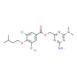 ChemSpider 2D Image | [4-Amino-6-(dimethylamino)-1,3,5-triazin-2-yl]methyl 3-chloro-5-methoxy-4-(3-methylbutoxy)benzoate | C19H26ClN5O4