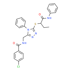 ChemSpider 2D Image | N-({5-[(1-Anilino-1-oxo-2-butanyl)sulfanyl]-4-phenyl-4H-1,2,4-triazol-3-yl}methyl)-4-chlorobenzamide | C26H24ClN5O2S