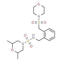 ChemSpider 2D Image | 2,6-Dimethyl-N-{2-[(4-morpholinylsulfonyl)methyl]benzyl}-4-morpholinesulfonamide | C18H29N3O6S2