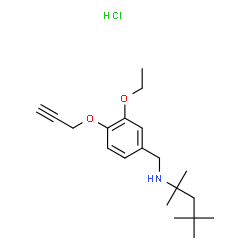 ChemSpider 2D Image | N-[3-Ethoxy-4-(2-propyn-1-yloxy)benzyl]-2,4,4-trimethyl-2-pentanamine hydrochloride (1:1) | C20H32ClNO2