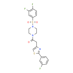 ChemSpider 2D Image | 1-{4-[(3,4-Difluorophenyl)sulfonyl]-1-piperazinyl}-2-[2-(3-fluorophenyl)-1,3-thiazol-4-yl]ethanone | C21H18F3N3O3S2