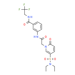 ChemSpider 2D Image | 3-({[5-(Diethylsulfamoyl)-2-oxo-1(2H)-pyridinyl]acetyl}amino)-N-(2,2,2-trifluoroethyl)benzamide | C20H23F3N4O5S