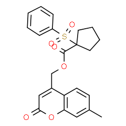 ChemSpider 2D Image | (7-Methyl-2-oxo-2H-chromen-4-yl)methyl 1-(phenylsulfonyl)cyclopentanecarboxylate | C23H22O6S