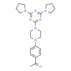 ChemSpider 2D Image | 1-(4-{4-[4,6-Di(1-pyrrolidinyl)-1,3,5-triazin-2-yl]-1-piperazinyl}phenyl)ethanone | C23H31N7O