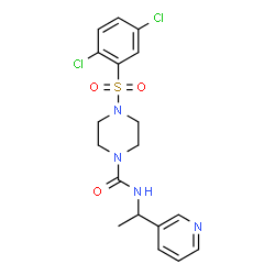 ChemSpider 2D Image | 4-[(2,5-Dichlorophenyl)sulfonyl]-N-[1-(3-pyridinyl)ethyl]-1-piperazinecarboxamide | C18H20Cl2N4O3S