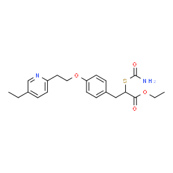 ChemSpider 2D Image | Ethyl 2-(carbamoylsulfanyl)-3-{4-[2-(5-ethyl-2-pyridinyl)ethoxy]phenyl}propanoate | C21H26N2O4S