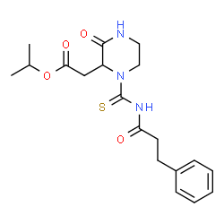 ChemSpider 2D Image | Isopropyl {3-oxo-1-[(3-phenylpropanoyl)carbamothioyl]-2-piperazinyl}acetate | C19H25N3O4S