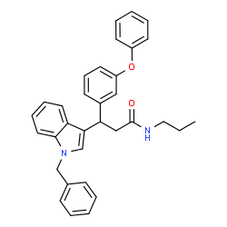 ChemSpider 2D Image | 3-(1-Benzyl-1H-indol-3-yl)-3-(3-phenoxyphenyl)-N-propylpropanamide | C33H32N2O2