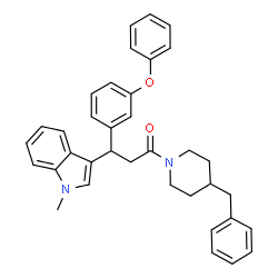 ChemSpider 2D Image | 1-(4-Benzyl-1-piperidinyl)-3-(1-methyl-1H-indol-3-yl)-3-(3-phenoxyphenyl)-1-propanone | C36H36N2O2