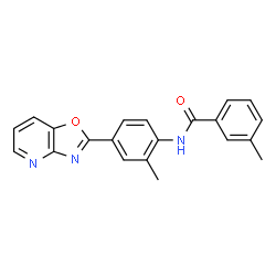 ChemSpider 2D Image | 3-Methyl-N-[2-methyl-4-([1,3]oxazolo[4,5-b]pyridin-2-yl)phenyl]benzamide | C21H17N3O2