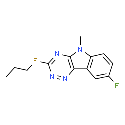 ChemSpider 2D Image | 8-Fluoro-5-methyl-3-(propylsulfanyl)-5H-[1,2,4]triazino[5,6-b]indole | C13H13FN4S