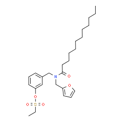 ChemSpider 2D Image | 3-{[Dodecanoyl(2-furylmethyl)amino]methyl}phenyl ethanesulfonate | C26H39NO5S