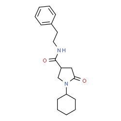 ChemSpider 2D Image | 1-Cyclohexyl-5-oxo-N-(2-phenylethyl)-3-pyrrolidinecarboxamide | C19H26N2O2