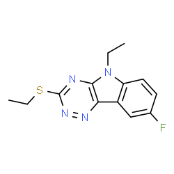 ChemSpider 2D Image | 5-Ethyl-3-ethylsulfanyl-8-fluoro-5H-[1,2,4]triazino[5,6-b]indole | C13H13FN4S