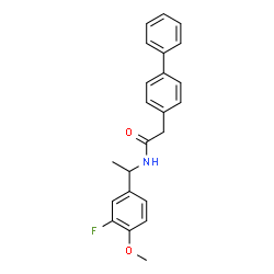 ChemSpider 2D Image | 2-(4-Biphenylyl)-N-[1-(3-fluoro-4-methoxyphenyl)ethyl]acetamide | C23H22FNO2