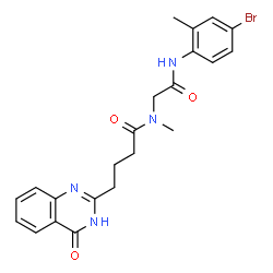 ChemSpider 2D Image | N-{2-[(4-Bromo-2-methylphenyl)amino]-2-oxoethyl}-N-methyl-4-(4-oxo-1,4-dihydro-2-quinazolinyl)butanamide | C22H23BrN4O3