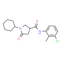 ChemSpider 2D Image | N-(3-Chloro-2-methylphenyl)-1-cyclohexyl-5-oxo-3-pyrrolidinecarboxamide | C18H23ClN2O2