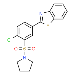 ChemSpider 2D Image | 2-[4-Chloro-3-(1-pyrrolidinylsulfonyl)phenyl]-1,3-benzothiazole | C17H15ClN2O2S2