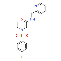 ChemSpider 2D Image | 2-[Ethyl-(4-fluoro-benzenesulfonyl)-amino]-N-pyridin-2-ylmethyl-acetamide | C16H18FN3O3S
