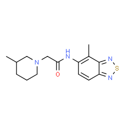 ChemSpider 2D Image | N-(4-Methyl-2,1,3-benzothiadiazol-5-yl)-2-(3-methyl-1-piperidinyl)acetamide | C15H20N4OS