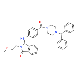 ChemSpider 2D Image | 3-[(4-{[4-(Diphenylmethyl)-1-piperazinyl]carbonyl}phenyl)amino]-2-(2-methoxyethyl)-1-isoindolinone | C35H36N4O3