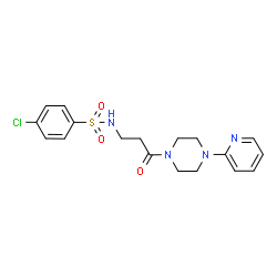 ChemSpider 2D Image | 4-Chloro-N-{3-oxo-3-[4-(2-pyridinyl)-1-piperazinyl]propyl}benzenesulfonamide | C18H21ClN4O3S