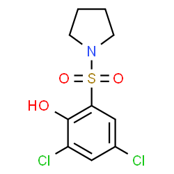 ChemSpider 2D Image | 2,4-Dichloro-6-(1-pyrrolidinylsulfonyl)phenol | C10H11Cl2NO3S