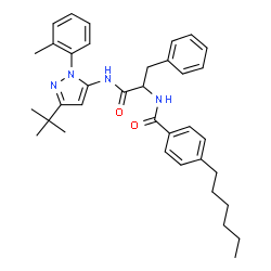 ChemSpider 2D Image | Nalpha-(4-Hexylbenzoyl)-N-[1-(2-methylphenyl)-3-(2-methyl-2-propanyl)-1H-pyrazol-5-yl]phenylalaninamide | C36H44N4O2